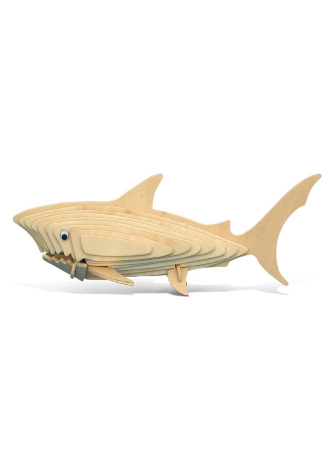 Puzzled 3D Puzzle Shark Wood Craft Construction Model Kit, Fun Unique and Educational DIY Wooden Toy Assemble Model Unfinished Crafting Hobby Puzzle, Build and Paint for Decoration 30 Pieces Pack - Image 1